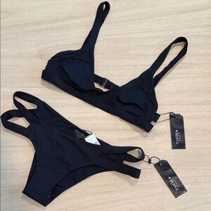 Tavik Black Bikini Set Strappy Minimal Swimwear NWT Size S / M